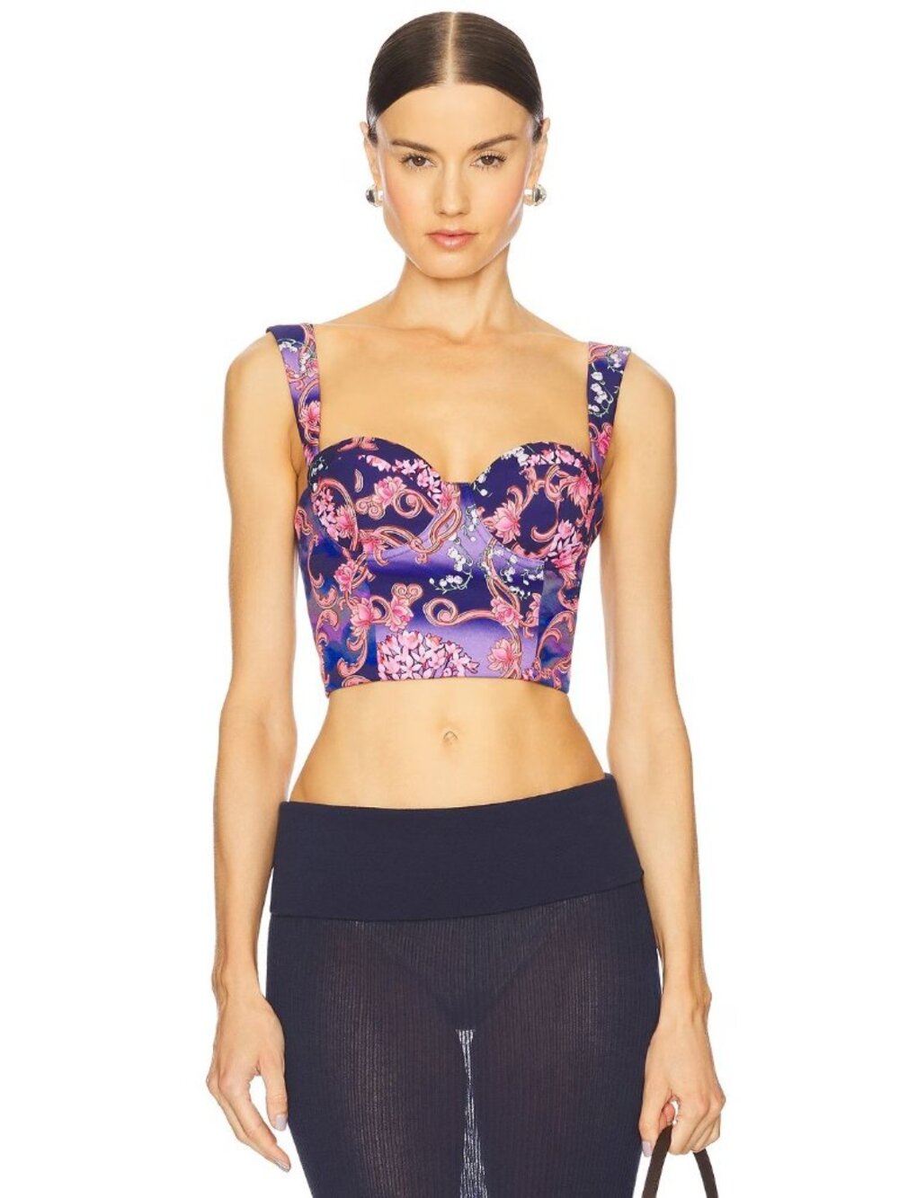 Agua Bendita x REVOLVE Lupe Bustier Top Navy Multi Womens Size Small